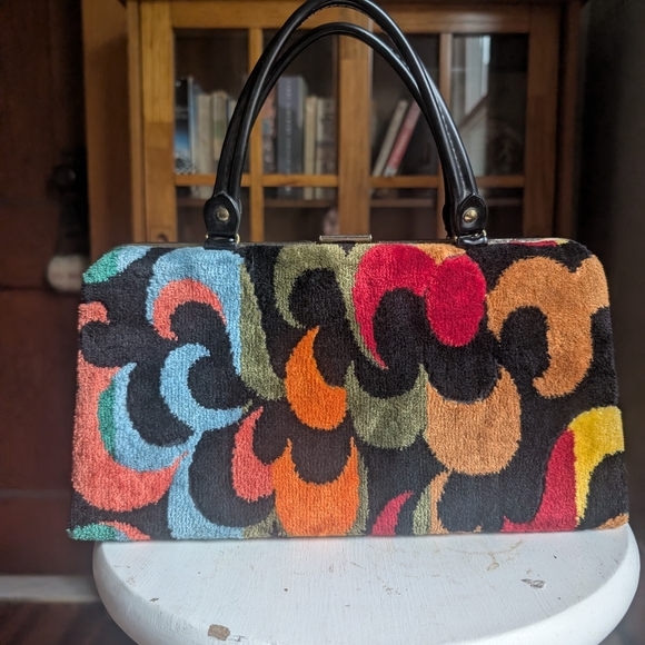 Vintage Handbags - Psychedelic Carpet Bag Vintage Multicolor Patterned
